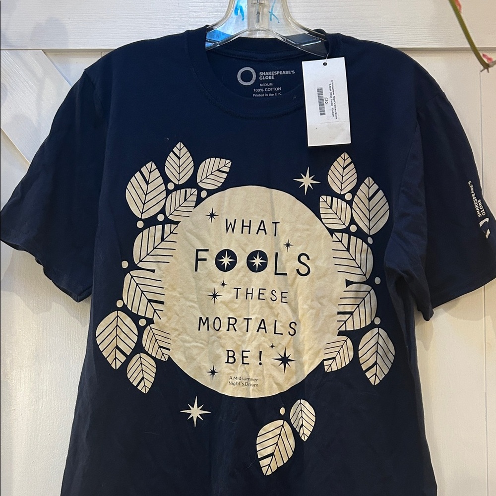Shakespeare's Globe Navy Tee with Leaf Design